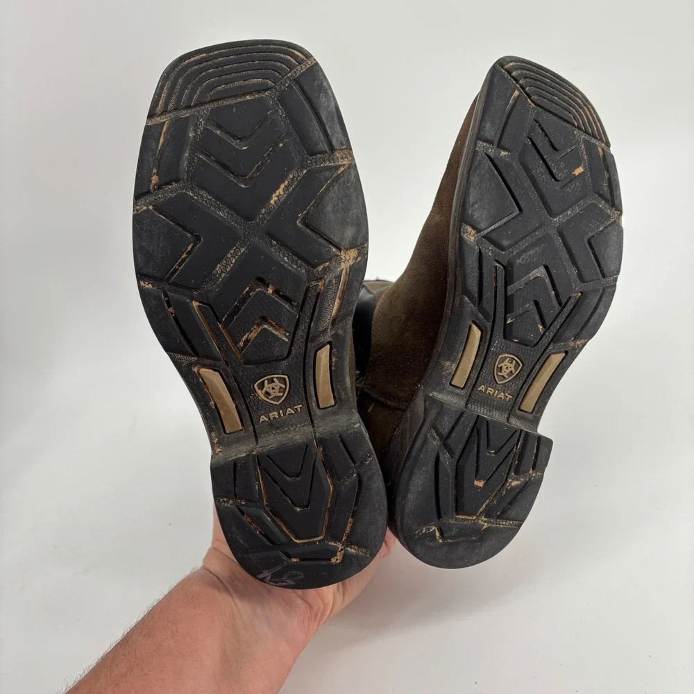 Ariat Roughstock Western Boots Kids Size 1 Brown Skull Graphic Square Toe